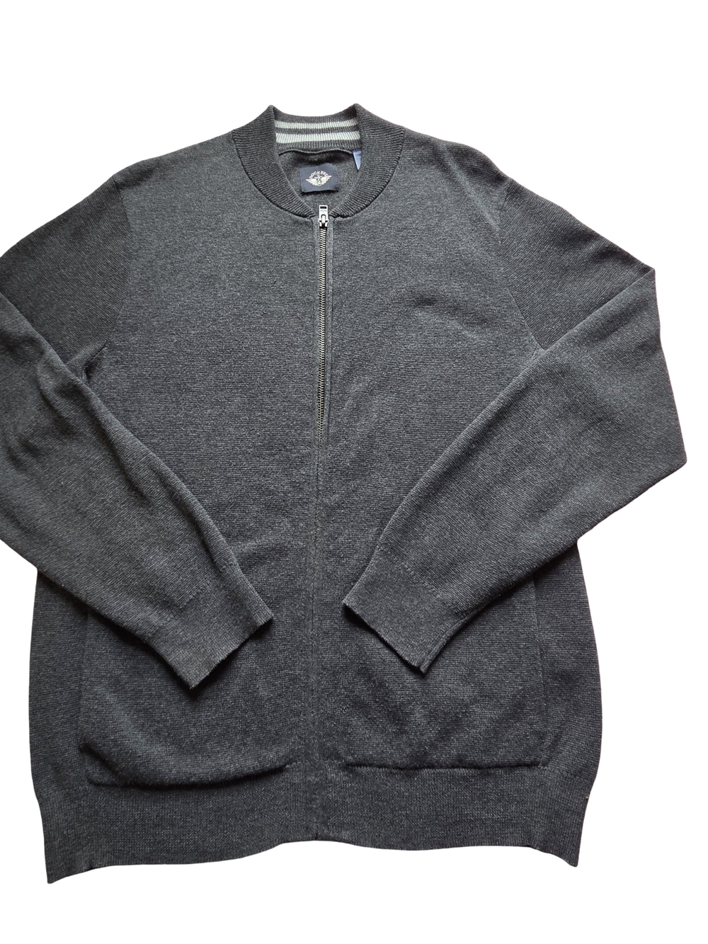 Docker's Men's Charcoal Grey Full-Zip Sweater